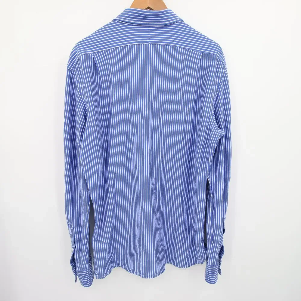 Polo Ralph Lauren Button Down Shirt Blue White Striped Long Sleeve Slim Fit 17 - Picture 10 of 10